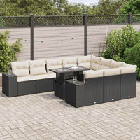 Thumbnail for 11-tlg. Garten-Sofagarnitur mit Kissen Schwarz Poly Rattan