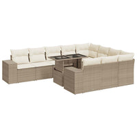 Thumbnail for 11-tlg. Garten-Sofagarnitur mit Kissen Beige Poly Rattan