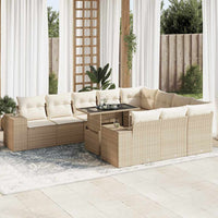 Thumbnail for 11-tlg. Garten-Sofagarnitur mit Kissen Beige Poly Rattan