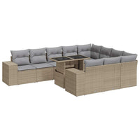 Thumbnail for 11-tlg. Garten-Sofagarnitur mit Kissen Beige Poly Rattan