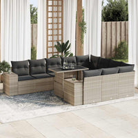 Thumbnail for 11-tlg. Garten-Sofagarnitur mit Kissen Hellgrau Poly Rattan