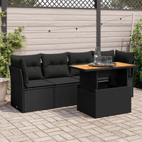 Thumbnail for 5-tlg. Garten-Sofagarnitur mit Kissen Schwarz Poly Rattan