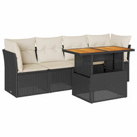 Thumbnail for 5-tlg. Garten-Sofagarnitur mit Kissen Schwarz Poly Rattan