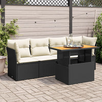 Thumbnail for 5-tlg. Garten-Sofagarnitur mit Kissen Schwarz Poly Rattan