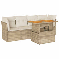 Thumbnail for 5-tlg. Garten-Sofagarnitur mit Kissen Beige Poly Rattan