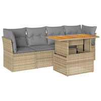 Thumbnail for 5-tlg. Garten-Sofagarnitur mit Kissen Beige Poly Rattan