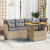 Thumbnail for 5-tlg. Garten-Sofagarnitur mit Kissen Beige Poly Rattan