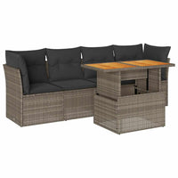 Thumbnail for 5-tlg. Garten-Sofagarnitur mit Kissen Grau Poly Rattan