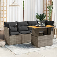 Thumbnail for 5-tlg. Garten-Sofagarnitur mit Kissen Grau Poly Rattan