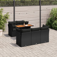 Thumbnail for 6-tlg. Garten-Sofagarnitur mit Kissen Schwarz Poly Rattan