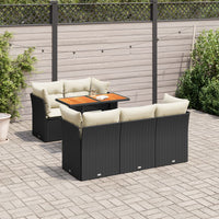 Thumbnail for 6-tlg. Garten-Sofagarnitur mit Kissen Schwarz Poly Rattan