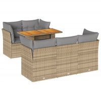 Thumbnail for 6-tlg. Garten-Sofagarnitur mit Kissen Beige Poly Rattan