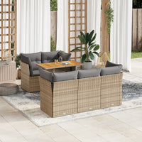 Thumbnail for 6-tlg. Garten-Sofagarnitur mit Kissen Beige Poly Rattan