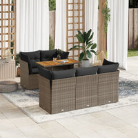 Thumbnail for 6-tlg. Garten-Sofagarnitur mit Kissen Grau Poly Rattan