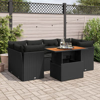 Thumbnail for 7-tlg. Garten-Sofagarnitur mit Kissen Schwarz Poly Rattan