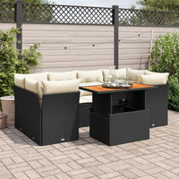 Thumbnail for 7-tlg. Garten-Sofagarnitur mit Kissen Schwarz Poly Rattan