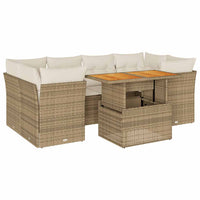 Thumbnail for 7-tlg. Garten-Sofagarnitur mit Kissen Beige Poly Rattan
