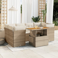 Thumbnail for 7-tlg. Garten-Sofagarnitur mit Kissen Beige Poly Rattan