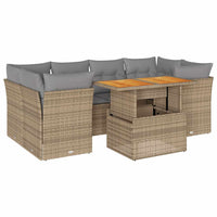 Thumbnail for 7-tlg. Garten-Sofagarnitur mit Kissen Beige Poly Rattan