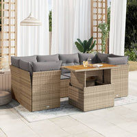 Thumbnail for 7-tlg. Garten-Sofagarnitur mit Kissen Beige Poly Rattan