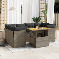 Thumbnail for 7-tlg. Garten-Sofagarnitur mit Kissen Grau Poly Rattan