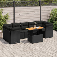 Thumbnail for 8-tlg. Garten-Sofagarnitur mit Kissen Schwarz Poly Rattan
