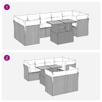 Thumbnail for 8-tlg. Garten-Sofagarnitur mit Kissen Schwarz Poly Rattan