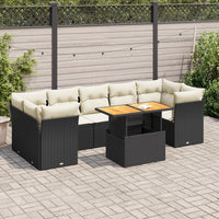 Thumbnail for 8-tlg. Garten-Sofagarnitur mit Kissen Schwarz Poly Rattan