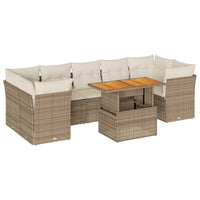 Thumbnail for 8-tlg. Garten-Sofagarnitur mit Kissen Beige Poly Rattan