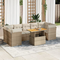 Thumbnail for 8-tlg. Garten-Sofagarnitur mit Kissen Beige Poly Rattan