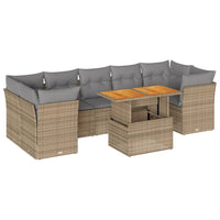 Thumbnail for 8-tlg. Garten-Sofagarnitur mit Kissen Beige Poly Rattan