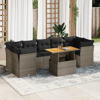 Thumbnail for 8-tlg. Garten-Sofagarnitur mit Kissen Grau Poly Rattan