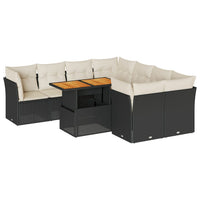 Thumbnail for 9-tlg. Garten-Sofagarnitur mit Kissen Schwarz Poly Rattan