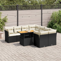 Thumbnail for 9-tlg. Garten-Sofagarnitur mit Kissen Schwarz Poly Rattan