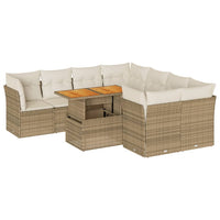 Thumbnail for 9-tlg. Garten-Sofagarnitur mit Kissen Beige Poly Rattan