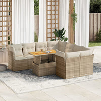 Thumbnail for 9-tlg. Garten-Sofagarnitur mit Kissen Beige Poly Rattan