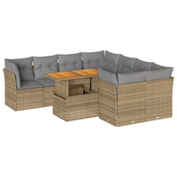 Thumbnail for 9-tlg. Garten-Sofagarnitur mit Kissen Beige Poly Rattan