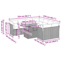 Thumbnail for 9-tlg. Garten-Sofagarnitur mit Kissen Beige Poly Rattan