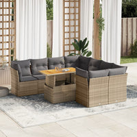 Thumbnail for 9-tlg. Garten-Sofagarnitur mit Kissen Beige Poly Rattan