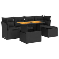 Thumbnail for 6-tlg. Garten-Sofagarnitur mit Kissen Schwarz Poly Rattan