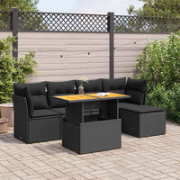 Thumbnail for 6-tlg. Garten-Sofagarnitur mit Kissen Schwarz Poly Rattan