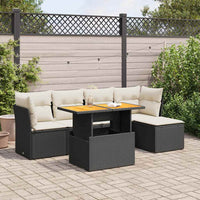Thumbnail for 6-tlg. Garten-Sofagarnitur mit Kissen Schwarz Poly Rattan