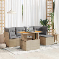 Thumbnail for 6-tlg. Garten-Sofagarnitur mit Kissen Beige Poly Rattan