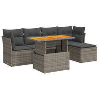 Thumbnail for 6-tlg. Garten-Sofagarnitur mit Kissen Grau Poly Rattan