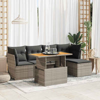 Thumbnail for 6-tlg. Garten-Sofagarnitur mit Kissen Grau Poly Rattan
