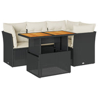 Thumbnail for 5-tlg. Garten-Sofagarnitur mit Kissen Schwarz Poly Rattan