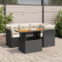 Thumbnail for 5-tlg. Garten-Sofagarnitur mit Kissen Schwarz Poly Rattan