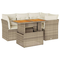 Thumbnail for 5-tlg. Garten-Sofagarnitur mit Kissen Beige Poly Rattan