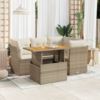 Thumbnail for 5-tlg. Garten-Sofagarnitur mit Kissen Beige Poly Rattan