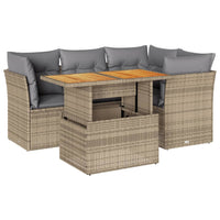 Thumbnail for 5-tlg. Garten-Sofagarnitur mit Kissen Beige Poly Rattan